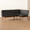 Baxton Studio Daymond Mid-Century Dark Brown Faux Leather and Walnut Brown Wood 2-PC Dining Nook Banquette Set 186-11349-Zoro